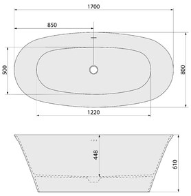 Polysan Florina vrijstaand bad wit mineraalmarmer 170x80cm