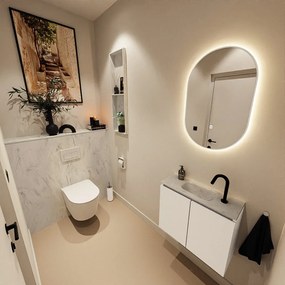 Mondiaz Ture DLux toiletmeubel 60cm talc met wastafel opalo midden met kraangat