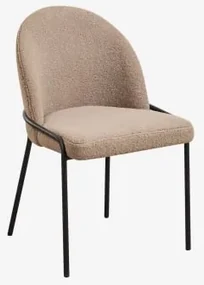 Pak Van 4 Grolet Gestoffeerde Eetkamerstoelen Chenille Bruin - Tarwe - Sklum