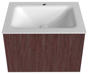 Mondiaz Kurve 60cm badmeubel ruby met 1 lade en wastafel cloud midden 1 kraangat