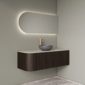 Gliss Design Alluro badmeubel ribbelfront met ronding links 120cm ebony en wit marmer toppaneel