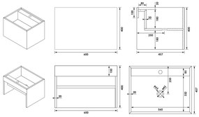 Brauer Cube wastafel 60cm zwart met 1 kraangat