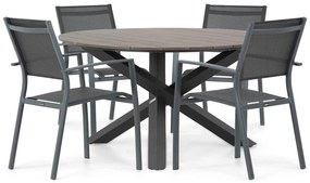 Tuinset Ronde Tuintafel 125 cm Aluminium Grijs 4 personen Lifestyle Garden Furniture Sella/Ancona