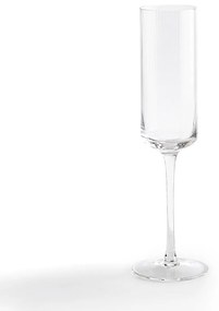 Set van 6 champagneglazen in geribbeld glas, Stria