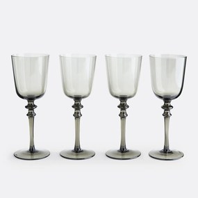 Set van 4 wijnglazen in gerookt glas, Venelli