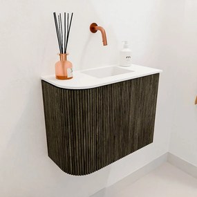 Mondiaz Joya 50cm toiletmeubel ronding links shadow met wastafel faye rechts zonder kraangat talc