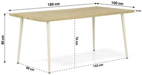Dining Tuintafel rechthoekig 180 x 100 cm Aluminium/teak Taupe Montana