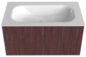 Mondiaz Kurve 80cm badmeubel ruby met 1 lade en wastafel big small midden zonder kraangat