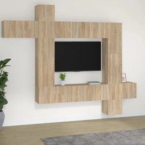 vidaXL 9-delige Tv-meubelset bewerkt hout sonoma eikenkleurig