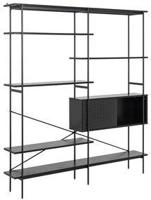Zwarte Boekenkast Met Opbergruimte - 173x27x188cm.