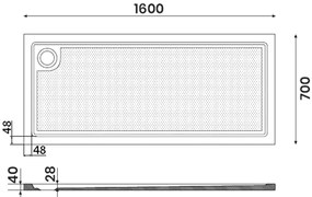 Gelco Nora rechthoekige douchebak 160x70cm wit