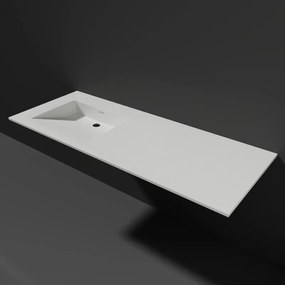 Lambini Designs Flora solid surface wastafel 120cm links zonder kraangat wit mat