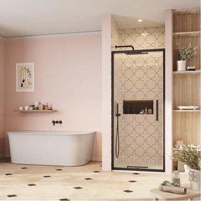 Crosswater Asura inklapbare douchedeur - 90cm - zonder handvat - mat zwart AUIDBC0900