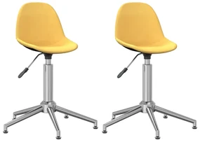 vidaXL Eetkamerstoelen draaibaar 2 st stof mosterdgeel