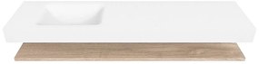 Zaro Alan badmeubel 180cm met planchet washed oak en vrijhangende wastafel cloud links 1 kraangat talc