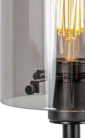 Design vloerlamp zwart met smoke glas - Dome