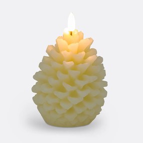 Dennenappel LED-kaars in was, H13 cm, Caspar