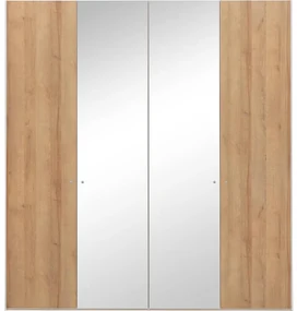 Goossens Kledingkast Easy Storage Ddk, Kledingkast 203 cm breed, 220 cm hoog, 2x draaideur en 2x spiegel draaideur midden