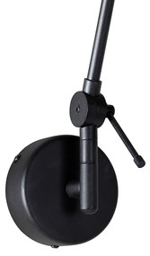 Wandlamp zwart met velours kap taupe 35 cm verstelbaar - Blitz