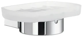 Smedbo Air Zeepschaal - 12x3.8x9.3cm - ophangen - Massief messing Chroom/Mat glas AK342