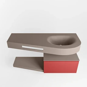 Mondiaz Riva badmeubel 120cm Fire met 1 lade en wastafel rechts 0 kraangaten Smoke
