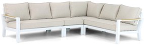 Hoek loungeset 6 personen Aluminium/Polywood (teakfinish) Wit  Lifestyle Garden Furniture Bilbao
