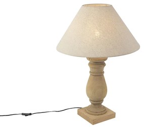 Landelijke tafellamp met linnen kap beige 50 cm - Catnip Landelijk E27 cilinder / rond rond Binnenverlichting Lamp