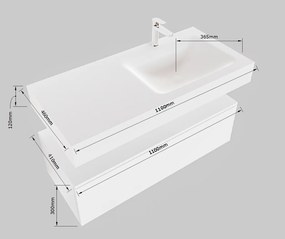 Mondiaz Alan DLux badmeubel 110cm rust 1 lade met wastafel opalo rechts zonder kraangat