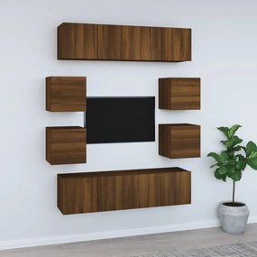 vidaXL 8-delige Tv-meubelset bewerkt hout bruineikenkleurig
