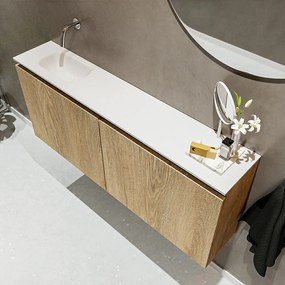 Mondiaz Ture 120cm toiletmeubel washed oak met wastafel talc links geen kraangat