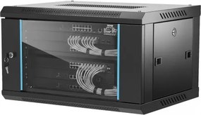 VEVOR 6U wandgemonteerde netwerkserverkast, 14,8 inch diep, serverrackbehuizing, max. 200 lbs. vloergemonteerd laadvermogen, met afsluitbare glazen deur en zijpanelen, voor IT-apparatuur, audiovisuele apparatuur
