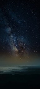 Fotobehang Astrophotography picture of Granadella landscape with milky way on the night sky., (22.7 x 50 cm)