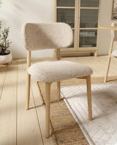 AVLO Beige (stof Juto 4)/gelakt eiken frame – HOUTEN STOEL VOOR WOONKAMER, EETKAMER, KEUKEN RETRO