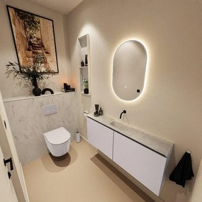 MONDIAZ TURE-DLUX 120cm toiletmeubel Cale. EDEN wastafel Opalo positie midden. Zonder kraangat. TUREDX120CALM0OPA