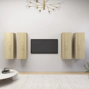 vidaXL Tv-meubelen 4 st 30,5x30x90 cm spaanplaat sonoma eikenkleurig