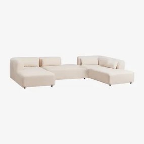 Fogler 4-delige Chaise Longue Modulaire Bank Met Dubbele Chaise Longue Chenille Crème Beige - Sklum