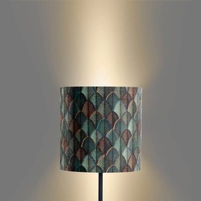 Vloerlamp zwart met velours lampenkap blad dessin met gouden binnenkant - Simplo Klassiek / Antiek, Modern E27 rond Binnenverlichting Lamp