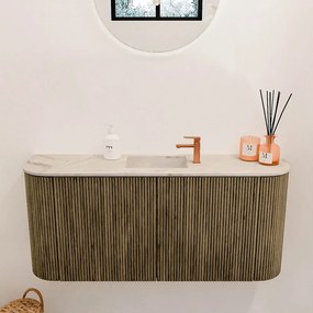 Mondiaz Joya DLux 95cm toiletmeubel ronding links/rechts dusk met wastafel faye midden 1 kraangat frappe