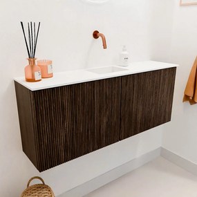 Mondiaz Joya 100cm toiletmeubel walnut met wastafel faye midden zonder kraangat talc