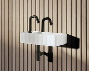 Riho Catching Waves fontein solid surface met kraangat links wit mat