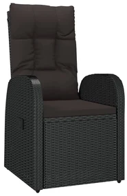 vidaXL Tuinstoelen 2 st verstelbaar met kussens poly rattan zwart