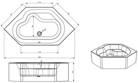 Riho Winnipeg inbouw hoekbad 145x145cm wit glans