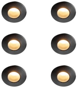 Set van 6 Moderne inbouwspot zwart IP44 - Gap
