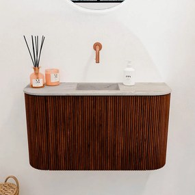 Mondiaz Joya DLux 75cm toiletmeubel ronding links/rechts ruby met wastafel faye midden zonder kraangat glace