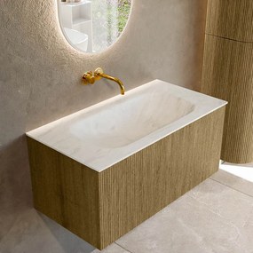 Mondiaz Kurve-dlux 90cm badmeubel dusk met 1 lade en wastafel big small midden zonder kraangat opalo