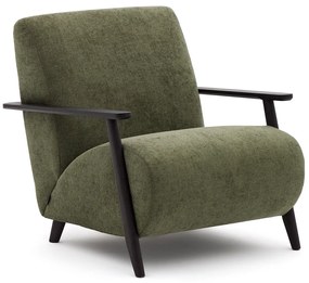 Kave Home Meghan Retro Fauteuil Groen En Wenge Hout