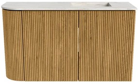 Mondiaz Joya DLux 70cm toiletmeubel ronding links oak met wastafel faye rechts zonder kraangat ostra