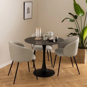 CLARA Beige (stof Monza 24)/zwarte poten - MODERNE GESTOFFEERDE KUIPSTOEL VOOR WOONKAMER/EETKAMER/KANTOOR LOFT