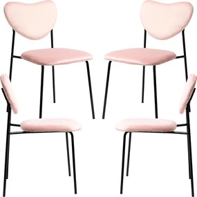 Set 4 Cora Black Fluwelen Stoelen