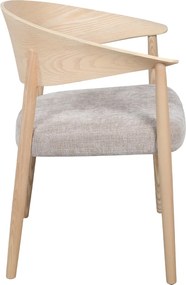 Eetkamerstoel Gebogen Hout Met Beige Stof